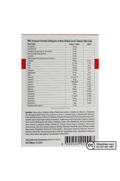 NOBEL Immuno Formula 30 Tablet - AROMASIZ - Resim 3