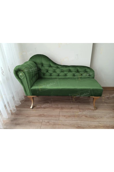 aldagelsin Dekoratif Bihter Koltuk Josefin Puf 130 cm Gold Ayak Yeşil 43 x 135 ürün görseli 1
