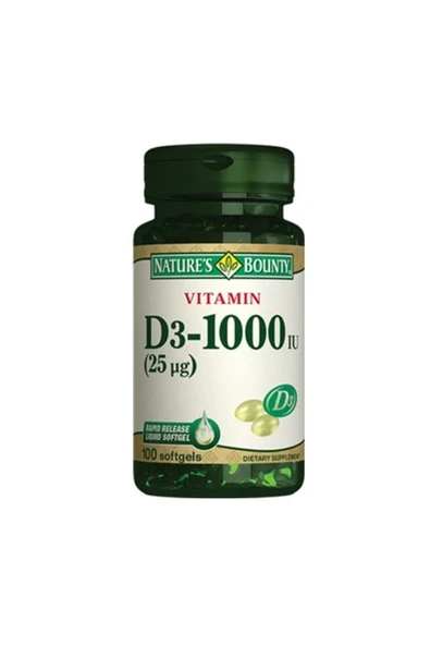 NATURE'S BOUNTY Vitamin D3-1000 Iu Takviye Edici Gıda100 Jelatin Kaplet ürün görseli 1