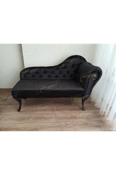 aldagelsin Ters Kol Dekoratif Bihter Koltuk Josefin Puf 110 cm Siyah Ayak Siyah 110 x 50 ürün görseli 1