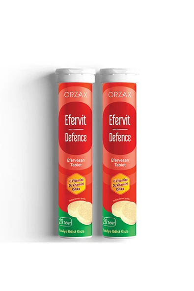 ORZAX Efervit Defence C Vitamini D3 Vitamini Ve Çinko 2 X 20 Efervesan Tablet ürün görseli 1