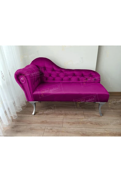 aldagelsin Dekoratif Bihter Koltuk Josefin Puf 130 cm Gümüş Ayak Mor 50 x 130 ürün görseli 1