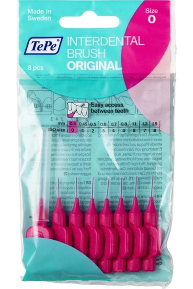 TEPE Interdental Brush Diş Arası Fırçası 0.4mm No:0 - Pembe 8 Adet ürün görseli 1