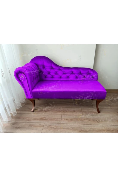 aldagelsin Dekoratif Bihter Koltuk Josefin Puf 110 cm Ceviz Ayak Lila 110 x 50 ürün görseli 1