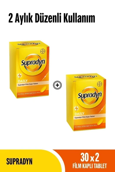 SUPRADYN 2 Aylık Düzenli Kullanım Paketi: 2x30 Daily Film Kaplı Tablet, Yetişkin Multivitamin - 60 Tablet ürün görseli 1