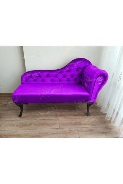 aldagelsin Ters Kol Dekoratif Bihter Koltuk Josefin Puf 110 cm Siyah Ayak Lila 110 x 50 ürün görseli 1