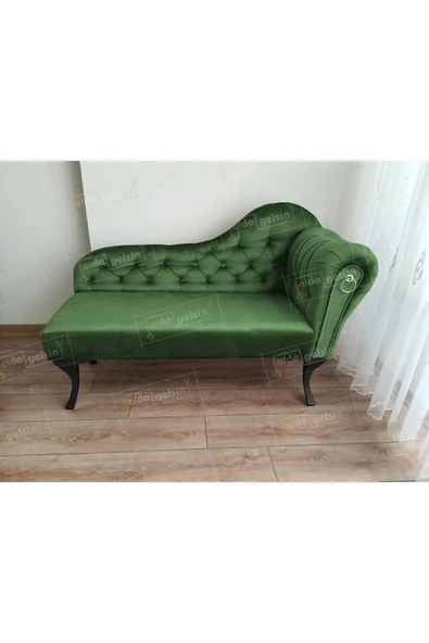 aldagelsin Ters Kol Dekoratif Bihter Koltuk Josefin Puf 130 cm Siyah Ayak Yeşil 50 x 130 ürün görseli 1