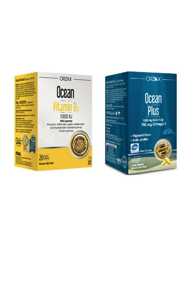 ORZAX Plus Omega 3 1200 mg 30 Kapsül Balık Yağı + Ocean Vitamin D3 1000 Iu Sprey 20 ml ürün görseli 1