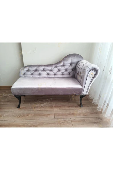 aldagelsin Ters Kol Dekoratif Bihter Koltuk Josefin Puf 130 cm Siyah Ayak Gri 50 x 130 ürün görseli 1