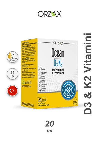 ORZAX Ocean Vitamin D3K2 Takviye Edici Gıda 20 ml Damla ürün görseli 1