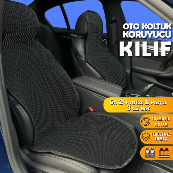 Volkswagen Golf 3 Uyumlu Koltuk Kılıfı Minder Siyah 2+1 Ön Arka Set ürün görseli 1