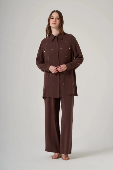 Nuss 1064 PANTOLONLU Takım - KAHVE ürün görseli 1