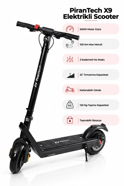 X9 Elektrikli Scooter - Çıkartılabilir Bataryalı 850W Katlanabilir Scooter ürün görseli 1