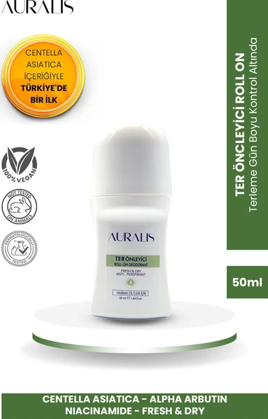 Auralis Beyazlatıcı Etkili Ter Önleyici Roll-On Antiperspirant Unisex 50 ml ürün görseli 1