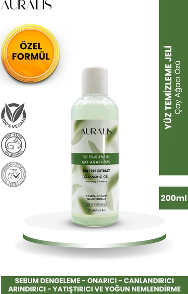 Auralis Çay Ağacı Özlü Yüz Temizleme Jeli Arındırıcı ve Dengeleyici 200 ml ürün görseli 1