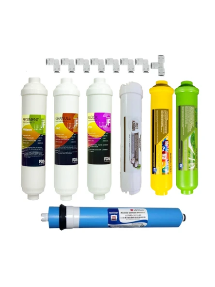 7 Aşamalı Su Arıtma Cihazı Filtre Seti Inline Filtre + Ro Membran + Mineral Filtre Kapalı Kasa Uyumlu Tam Set ürün görseli 1
