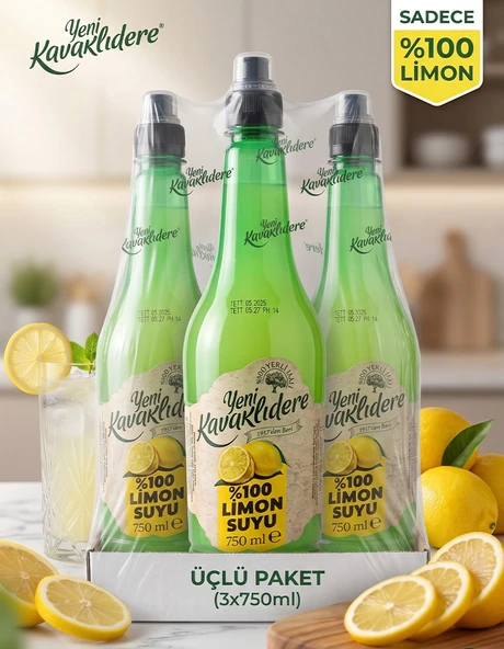 Yeni Kavaklıdere %100 Limon Suyu 750 ml 3 lü paket ürün görseli 1
