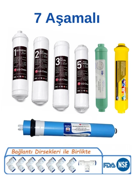 LG Chem 7 Aşamalı Kapalı Kasa Su Arıtma Cihazı Filtre Seti Inline Filtre Ro Membran Mineral Filtre Post Karbon Tam Set ürün görseli 1