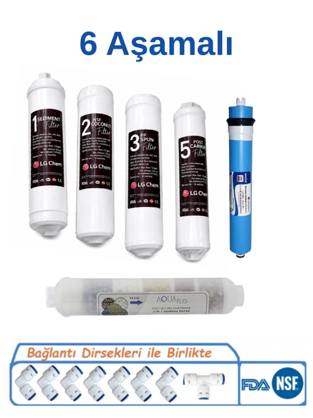 Lg Chem 6 Aşamalı Su Arıtma Cihazı Filtre Seti Inline Filtre + Ro Membran + Mineral Filtre Kapalı Kasa Uyumlu Tam Set ürün görseli 1
