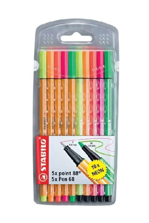 Stabilo point 88+Pen 68 Neon 10'lu Paket ürün görseli 1