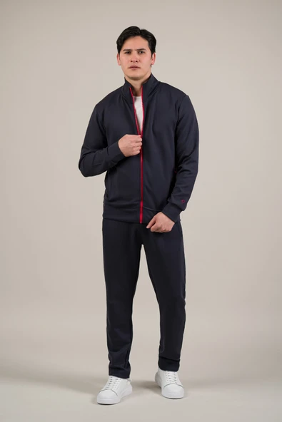 Regular Fit Likralı Yan Cepli Astarsız Dik Yaka Fermuarlı Eşofman Takım ürün görseli 1