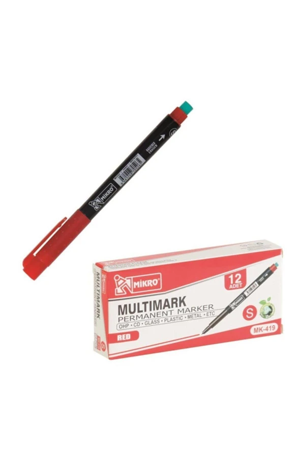 Mikro Permanent Marker Silgili CD Kalemi 12'li Kırmızı ürün görseli 1