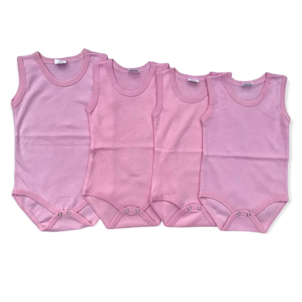 Bebek Basic Ribana Bisiklet Yaka 4lü Atlet Body - Pembe ürün görseli 1