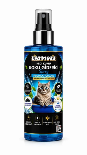 Catmozz Aktif Karbonlu Kedi Kumu Koku Giderici Sprey 200 ml ürün görseli 1