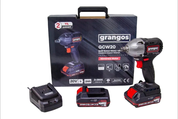 Grangos GCW20-T2 20V 2 Ah Çift Akülü Somun Sıkma ürün görseli 1