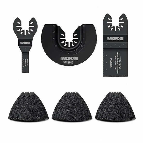 WORX WA5099 18 Parça Universal Metal, Ahşap Kesme ve Zımpara Kâğıdı Aksesuar Seti ürün görseli 1