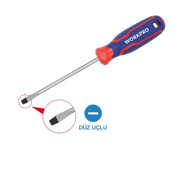 WORKPRO WP221013 3x75mm CR-V Profesyonel Düz Tornavida - Resim 2