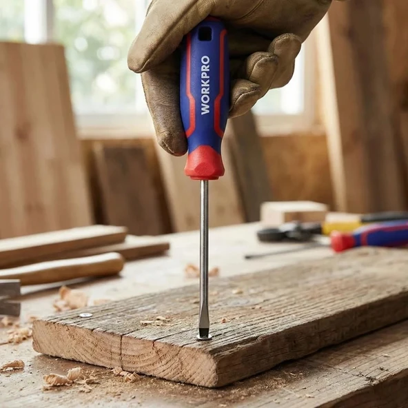 WORKPRO WP221013 3x75mm CR-V Profesyonel Düz Tornavida - Resim 4