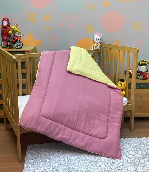 Komfort Home Müslin %100 Organik Pamuk Yumuşak Çift Taraflı Bebek Yorganı - Pembe ürün görseli 1