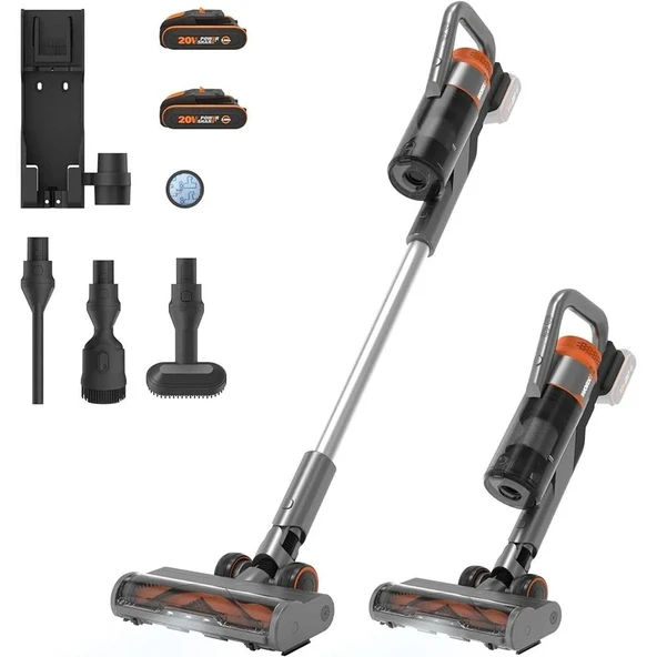 WORX WX038 20Volt 2.0Ah. Li-ion 105Watt Çift Akülü Kömürsüz Siklonik Sistem Şarjlı Dikey Süpürge ürün görseli 1