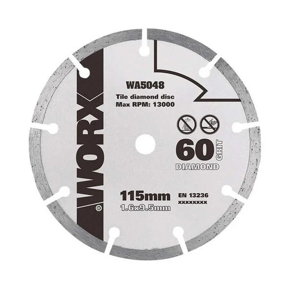 WORX WA5048 115x9,5mm Fayans, Seramik, Mermer Kesme Soketli Elmas Daire Testere Bıçağı ürün görseli 1