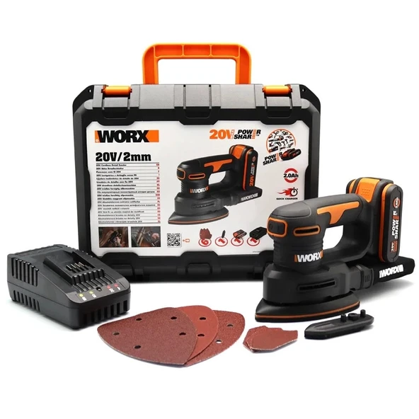 WORX WX822 20Volt 2.0Ah. Li-ion Şarjlı Profesyonel Üçgen Mouse Zımpara ürün görseli 1