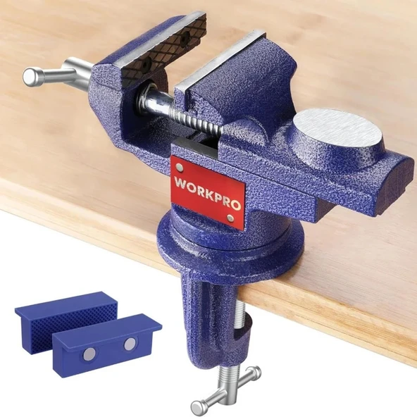 WORKPRO WP233010 65mm 360° Döner Tabanlı Örslü Profesyonel Mini Tezgâh Mengene ürün görseli 1