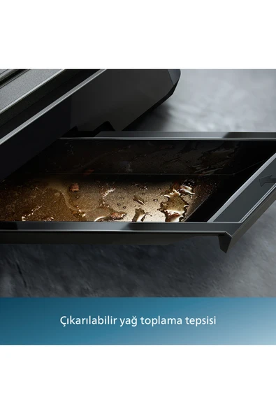 PHILIPS HD6307/70 7000 Serisi Izgara ve Tost Makinesi, Hassas Dijital Kontrol, Izgara için Tam Açılı ürün görseli 1