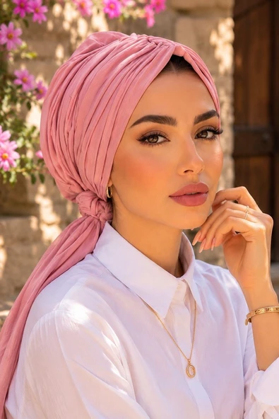 Pudra Piliseli Hazır Başlık & Tokalı Bone ürün görseli 1