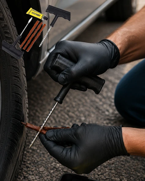 6 Parça Lastik Tamir Kiti Araç Motosiklet İçin Acil Yol Seti ürün görseli 1