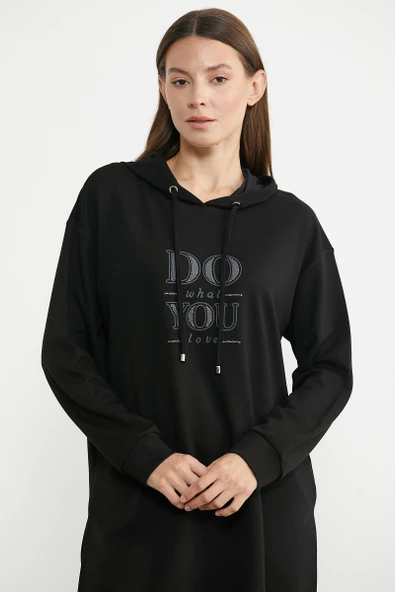 Oversize Baskılı Scuba Eşofman Takım - Siyah - Resim 3