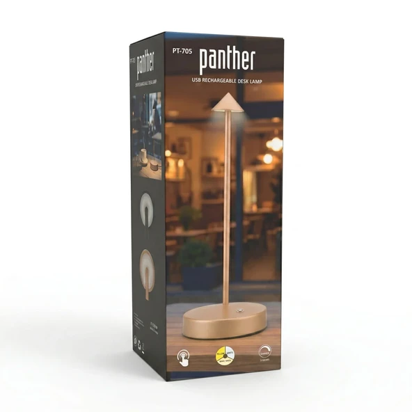PANTHER PT-705 GOLD USB ŞARJLI MASA LAMBASI - Resim 2