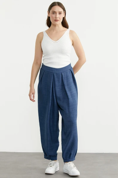 Pensli Rahat Kalıp Pantolon - Indigo ürün görseli 1