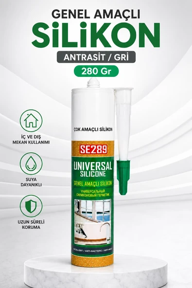 Antrasit Gri Genel Çok Amaçlı Silikon 280 GR Güçlü Yapıştırıcı Suya Dayanıklı Çok Amaçlı Silikon ürün görseli 1