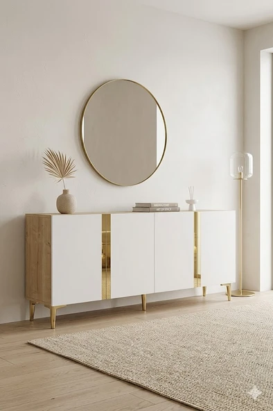 KA1898DBG ANKA Konsol ve Tv Sehpası Safirmeşe-Beyaz-Gold 180cm ürün görseli 1