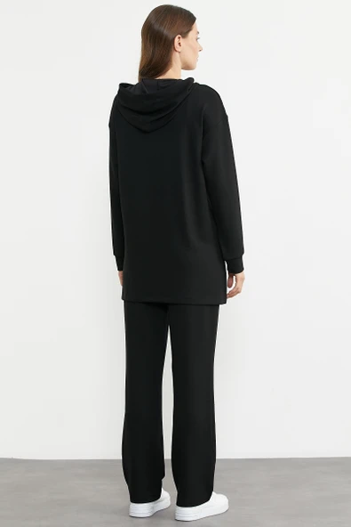 Oversize Baskılı Scuba Eşofman Takım - Siyah - Resim 6
