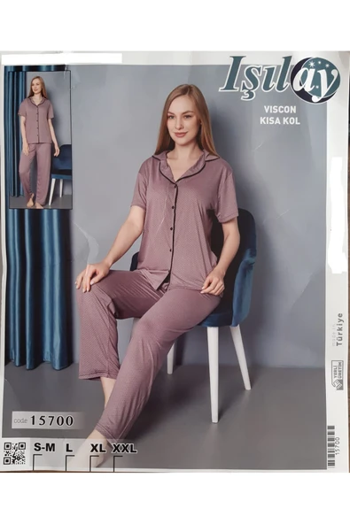 Işılay Kısa Kol Puantiyeli Desenli Pijama Takımı 15700 ürün görseli 1