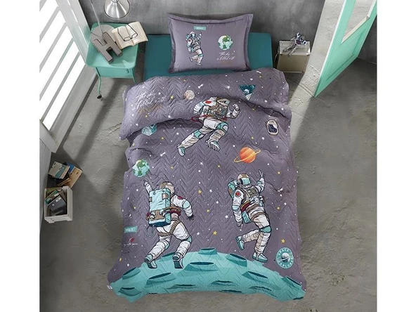 Clasy Ranforce Dört Mevsim Tek Kişilik Set Space V1 Antrasit ürün görseli 1