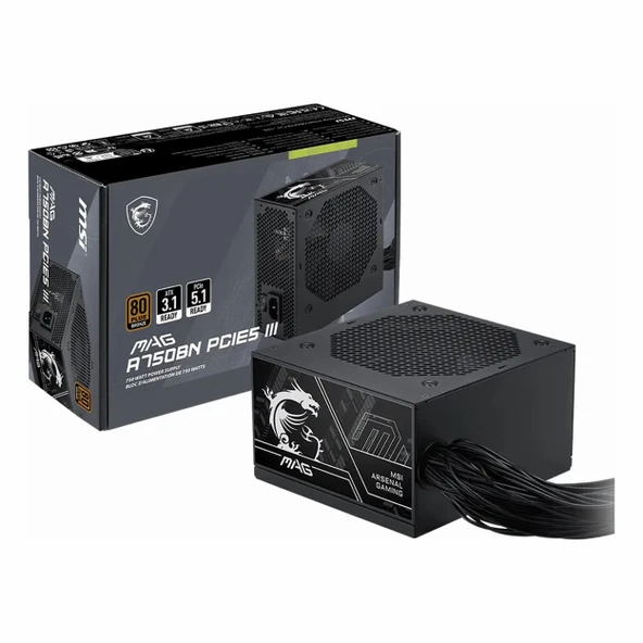 MSI MAG A750BN PCIE5 III 750W 80+ Bronz Güç Kaynağı ürün görseli 1