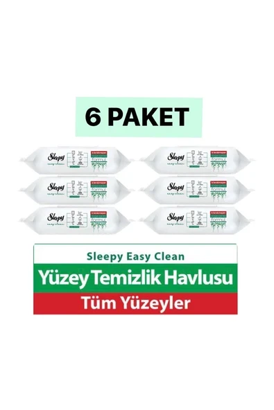 SLEEPY Easy Clean Beyaz Sabun Katkılı Yüzey Temizlik Havlusu 100'lü 6 Paket ürün görseli 1
